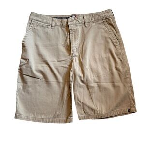 Quicksilver Men’s flat front Tan Shorts. Size 34